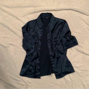 👚 Vintage Reitmans Emerald Green Satin Silky Blouse